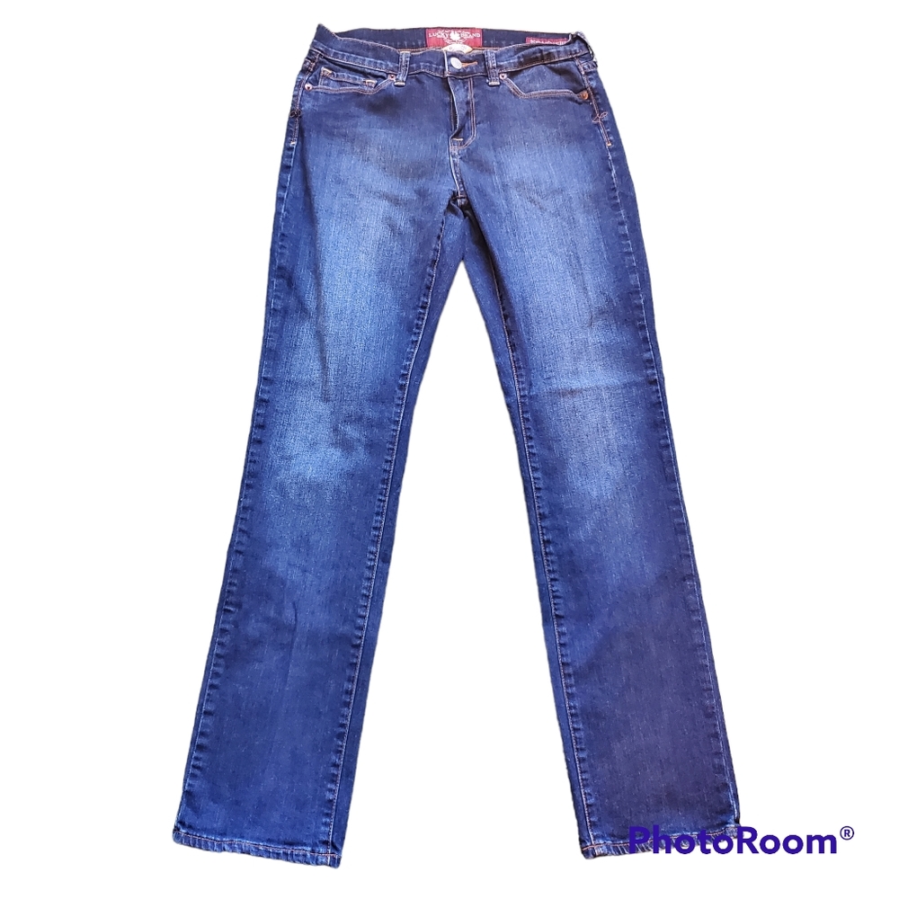 LUCKY BRAND SOFIA STRAIGHT LEG DARK WASH DENIM BLUE JEANS SIZE 6 EUC